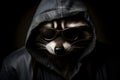 Mischievous Raccoon with Burglar\'s Mask Portrait. Generative AI illustration Royalty Free Stock Photo