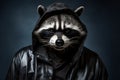 Mischievous Raccoon with Burglar\'s Mask Portrait. Generative AI illustration Royalty Free Stock Photo