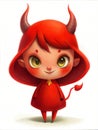 A mischievous red devil character in cartton art style. AI Generated. Royalty Free Stock Photo