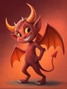 A mischievous red devil character in cartton art style. AI Generated. Royalty Free Stock Photo