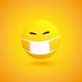 Mischivious Emoji - Simple Shiny Happy Emoticon with Medical Mask on Yellow Background