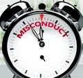 Misconduct soon, almost there, in short time - a clock symbolizes a reminder that Misconduct is near, will happen and finish Royalty Free Stock Photo