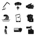 Misdeed icons set, simple style Royalty Free Stock Photo