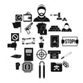 Misdemeanor icons set, simple style Royalty Free Stock Photo