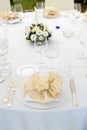 Mise en place of a round table for a wedding event