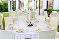 Mise en place of a round table for a wedding event