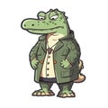 Miserable Crocodile Sticker On Isolated Tansparent Background, Png, Logo. Generative AI