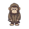Miserable Monkey Sticker On Isolated Tansparent Background, Png, Logo. Generative AI