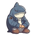 Miserable Shark Sticker On Isolated Tansparent Background, Png, Logo. Generative AI