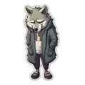 Miserable Wolf Sticker On Isolated Tansparent Background, Png, Logo. Generative AI