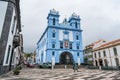 Terceira, Azores PORTUGAL - 3 August 2020 - PÃÂ¡tio da AlfÃÂ¢ndega in the center of Angra do HeroÃÂ­smo with MisericÃÂ³dia Church