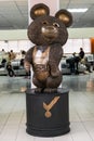 Bronze sculpture of the Russian Bear mascot of the 1980 Moscow Olympic Games the XXII Summer Olympics. Russia, Moscow.