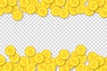 Many dollars coins in flat style on transparent background. Business objects. Make money. Vector design element for you projects Royalty Free Stock Photo