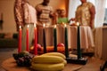 Mishumaa Saba, Holder with Candles for Kwanzaa Royalty Free Stock Photo