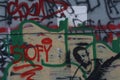 MISKOLC, HUNGARY - Dec 05, 2020: Graffiti on the wall in Miskolc