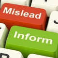 Mislead Inform Keys Shows Misleading Or Informative Advice Royalty Free Stock Photo