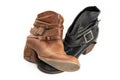 Mismatched  Brown and Black Leather Boots Royalty Free Stock Photo