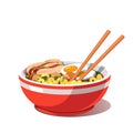 Miso chicken ramen soup bowl with noodles Royalty Free Stock Photo