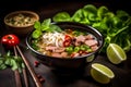 asian food vegetable soup bowl meal background noodle epicure hot japanese. Generative AI.