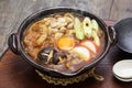 Miso nikomi udon, japanese noodle hotpot dish Royalty Free Stock Photo