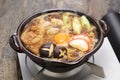 Miso nikomi udon, japanese noodle hotpot dish Royalty Free Stock Photo