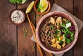 Miso and soba noodle soup