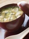 Miso Soup Cup and Spoon Royalty Free Stock Photo