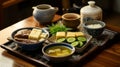 Miso soup and pickles in a classic Japanese breakfast