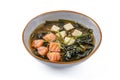 Miso soup with salmon on a white background studio shooting 1 Royalty Free Stock Photo