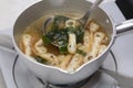 How to make miso soup. LetÃ¢â¬â¢s use a ladle for miso soup.
