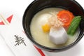 Miso soup zoni (japanese rice cake soup) , japanse Royalty Free Stock Photo