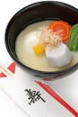 Miso soup zoni (japanese rice cake soup) , japanse Royalty Free Stock Photo