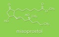 Misoprostol abortion inducing drug molecule. Prostaglandin E1 PGE1 analogue also used to treat missed miscarriage, induce labor.