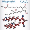 Misoprostol molecule. Structural chemical formula and molecule model