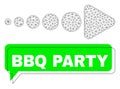 Shifted BBQ Party Green Phrase Cloud and Mesh Wireframe Arrow Right Royalty Free Stock Photo