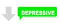 Misplaced Depressive Green Message Balloon and Mesh 2D Arrow Down