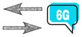 Misplaced 6G Message Balloon and Net Mesh Horizontal Exchange Arrows Icon