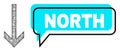 Misplaced North Chat Bubble and Hatched Arrow Down Icon