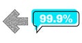 Misplaced 99.9 percent Chat Balloon and Hatched Arrow Left Icon