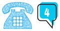 Misplaced 4 Speech Bubble and Net Mesh Tone Phone Icon