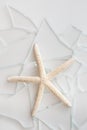 Misplaced star fish on broken glass Royalty Free Stock Photo