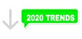 Misplaced 2020 Trends Green Phrase Cloud and Mesh Wireframe Arrow Down