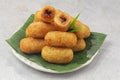 Misro is a typical snack in West Java made from grated cassava with brown sugar filling Royalty Free Stock Photo