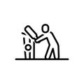 Black line icon for Miss, player and cricket Royalty Free Stock Photo
