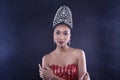 Miss Pageant Contest in Evening Ball Gown dress with Diamond Crown