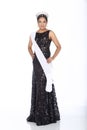 Miss Pageant Contest in Evening Ball Gown long ball dress with D Royalty Free Stock Photo
