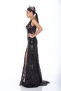 Miss Pageant Contest in Evening Ball Gown long ball dress with D Royalty Free Stock Photo