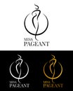 Miss pageant logo sign with abstract line woman and circle ring  vector design Royalty Free Stock Photo