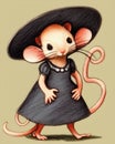 Miss Rat, A Female Rat in a black Frock with a Hat Royalty Free Stock Photo