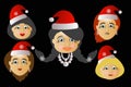 Miss Santa Claus head icon several different lot button key to press click will be on a black background